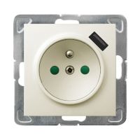 Gniazdo pojedyncze z/u, z ładowarką USB, z przesłoną styków 16A, zaciski gwintowe, ecru, Impresja | GP-1YZPUSB/m/27 Ospel