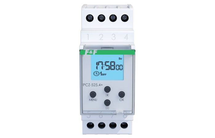 Zegar sterujący programowalny astronomiczny, podświetlany wyświetlacz LCD / NFC ANDROID i iOS | PCZ-525.4-PLUS F&F