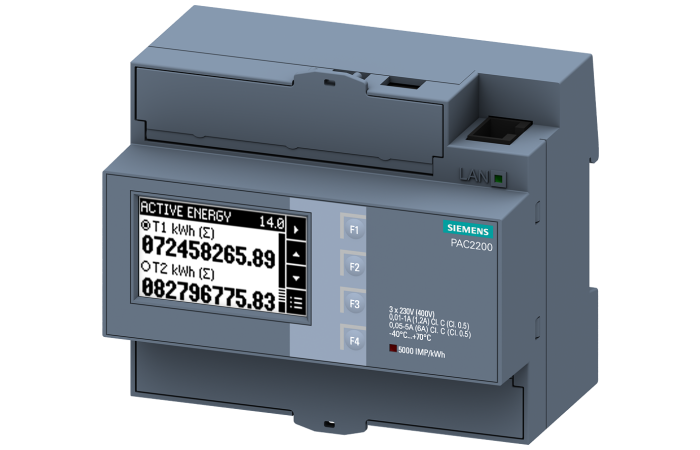 Przyrząd pomiarowy 7KM PAC2200, 3-fazowy, 5 A, szyna DIN, Modbus TCP, SENTRON | 7KM2200-2EA30-1EA1 Siemens