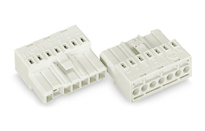 Gniazdo N PE 1 2 3 + - 7-bieg., biały | 267-501 Wago