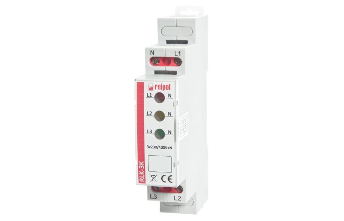 Lampka kontrolna trójfazowa, LED 1xczerowna, 1xżółta, 1xzielona IP20, RLK-3K | 863028 Relpol