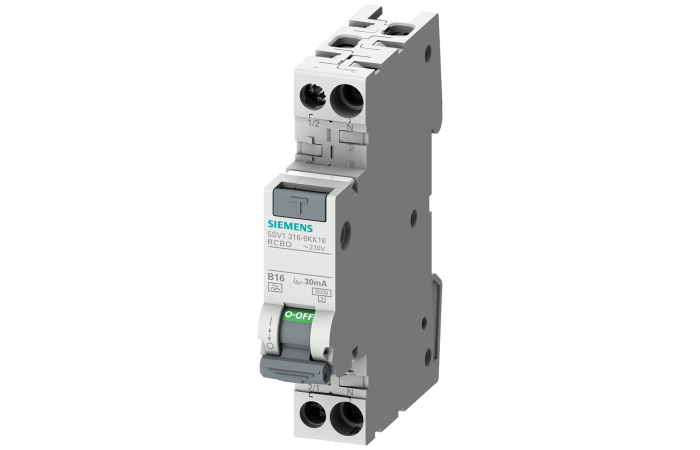Kompaktowy wyłącznik r&oacute;żnicowo-nadprądowy komb. RCBO 1+N w 1 mod typ AC 30mA C16 6kA 1DU, opak 12szt | 5SV1316-1GV16 Siemens