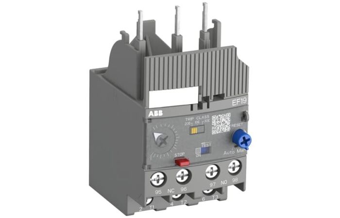 Przekaźnik przeciążeniowy elektroniczny EF19-18,9, kl.10, 20, 30, zakres nastawy 5,7-18,9A, 1NO, 1NC | 1SAX121001R1105 ABB