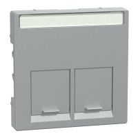 Płytka centralna podwójna gniazda komputerowego RJ45 aluminium, Merten | MTN466560 Schneider Electric