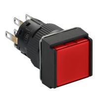 Przycisk płaski czerwony ryglujący LED 24V 2NO kwadratowy plastikowy Harmony XB6 | XB6ECF4B2P Schneider Electric