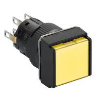 Przycisk płaski żółty ryglujący LED 24V 2NO kwadratowy plastikowy Harmony XB6 | XB6ECF5B2P Schneider Electric
