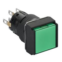 Przycisk płaski zielony samopowrotny LED 24V 1NO kwadratowy plastikowy Harmony XB6 | XB6ECW3B2P Schneider Electric