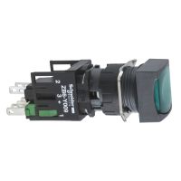 Przycisk płaski zielony push-push LED 12...24V kwadratowy Harmony XB6 | XB6CF3B5B Schneider Electric