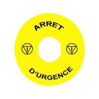 Etykieta do e-stop "ARRET D'URGENCE" żółta, Harmony XB4 | ZBY8130 Schneider Electric