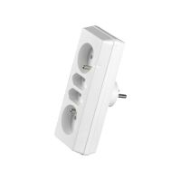 Rozgałęźnik 2gniazda okrągłe z bolcem+2gniazda płaskie biały | R-472 Orno