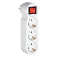 Rozgałęźnik 3x2P+Z z włącznikiem, Schuko, wtyczka górna, biały | OR-AE-13254(GS) Orno
