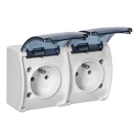 Gniazdo podwójne 2x2P+Z IP44 biały dymiony , Aquatic | OR-OE-7106/WT Orno