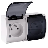 Gniazdo podwójne 2x2P+Z IP44 biały dymiony , Aquatic | OR-OE-7106/WT/10 Orno