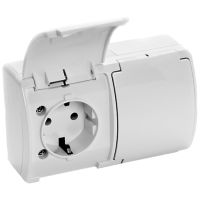 Gniazdo podwójne 2x2P+Z Schuko IP44 biały (zestaw 10szt) , Aquatic | OR-OE-7106(GS)/W/10 Orno