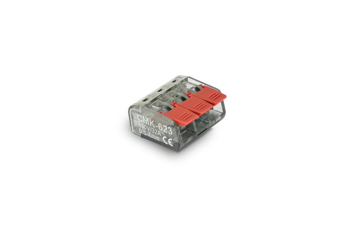 Szybkozłączka z dźwignią CMK-623 drut/linka 3 przewody 3x4mm2 32A 450V transparentna (25szt) | 39.623 Elektro-Plast Opat&oacute;wek