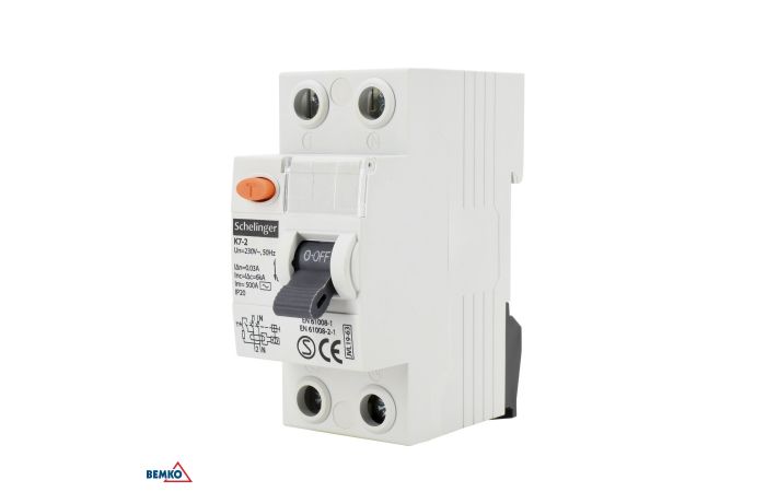 Wyłącznik r&oacute;żnicowoprądowy 25A 2P 30MA AC Schelinger | A03-K7-2-25-030 Bemko