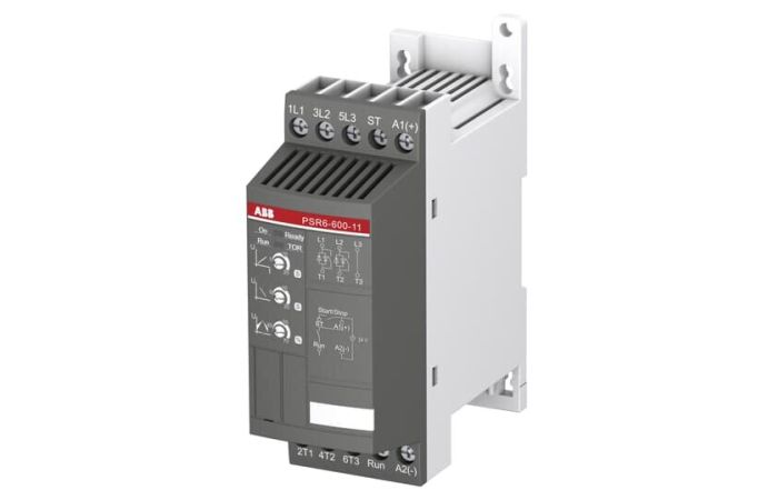 Softstart PSR6-600-11, napięcie zasilania 208-600V AC, 6,8A, 3kW, sterowanie 24V DC | 1SFA896104R1100 ABB