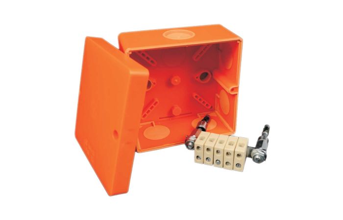 Puszka przeciwpożarowa n/t KSK 100 PO E90, 101x101x62mm, listwa 5P IP66 pomarańczowa (1/30szt) | KSK 100_PO Kopos