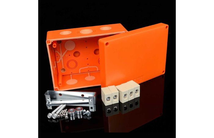 Puszka przeciwpożarowa n/t&nbsp; KSK 185 PO16 E90, 177x126x69mm, listwa 5P IP66 pomarańczowa (1/22szt) | KSK 175_PO16 Kopos