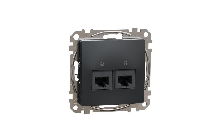 Gniazdo komputerowe podw&oacute;jne RJ45 kat. 5e UTP, czarny antracyt, Sedna Design & Elements | SDD114452 Schneider Electric
