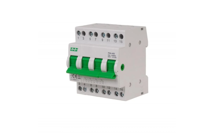 Przełącznik instalacyjny sieć-agregat 63A 230/400V 4-biegunowy | PSA-463 F&F