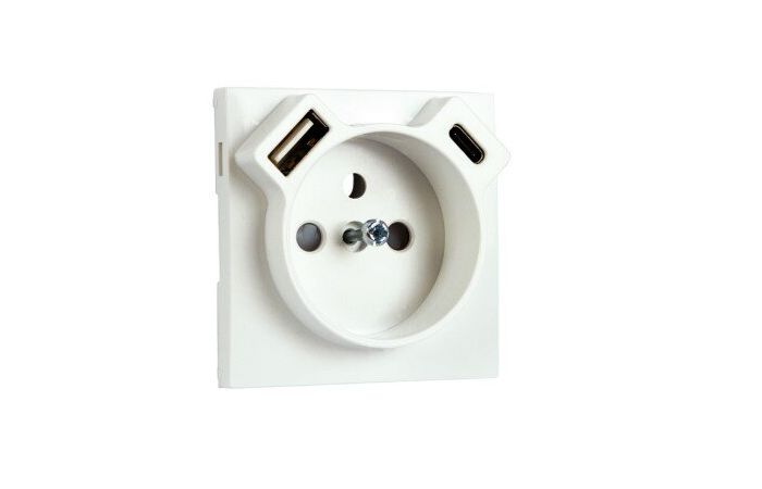Element centralny do gniazda z uziemieniem z USB typ A + C (Logus 90 / Base) perłowy | 90650TPE Efapel