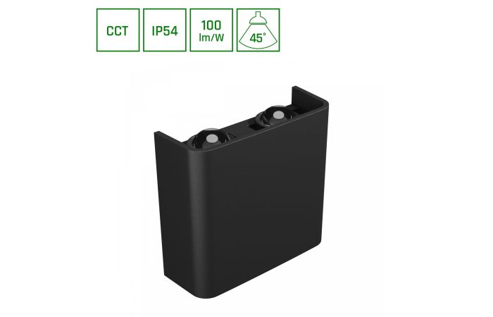 Oprawa na elewację LUNARIX 2 4W CCT 3000/4000/6000K 230V IP54 RA90 110X110X40 mm czarna g&oacute;ra/d&oacute;ł | SLIP007018 Wojnarowscy