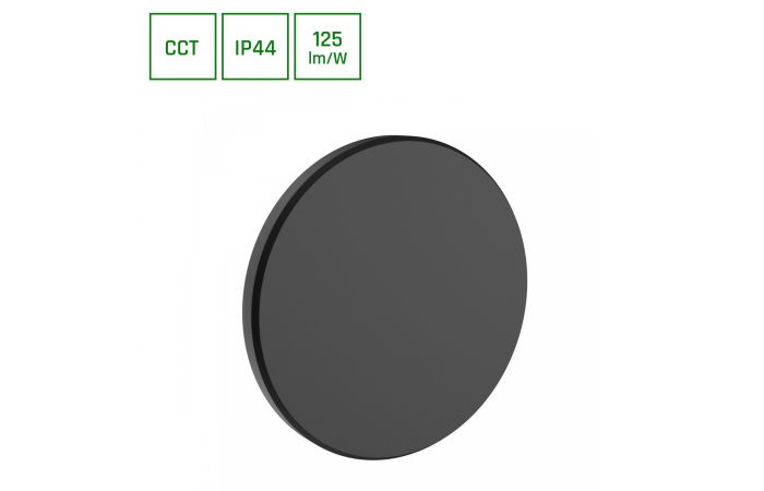 Oprawa na elewację PIATTA 9W CCT 3000/4000/6000K 230V IP44 120x47mm czarna okrągła | SLI003029CCT_PW Wojnarowscy