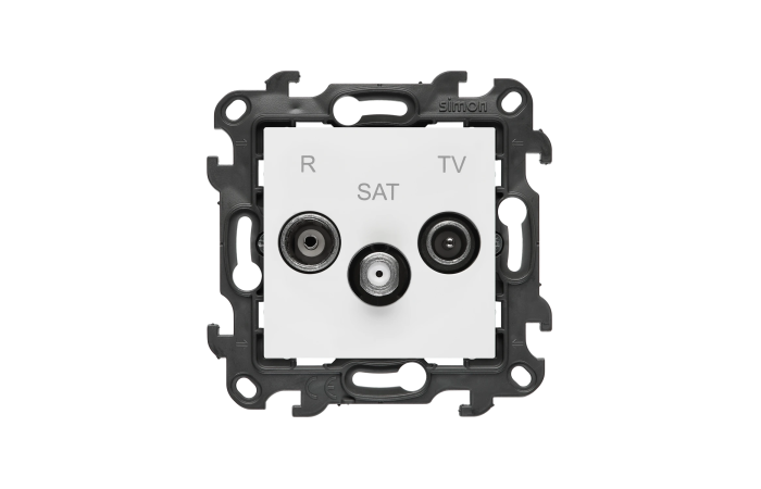 Gniazdo antenowe R-TV-SAT końcowe/zakończeniowe, 1x wejście: 5 MHz-2,4 GHz, biały, Simon 24 | NASK.01/11 Kontakt Simon