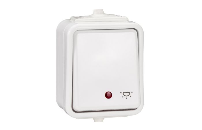 Przycisk hermetyczny natynkowy światło z podświetleniem 10A IP44 biały, Cedar | WNT102CS01 Schneider Electric