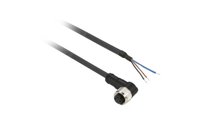 Złącze żeńskie M8 kątowe 3-pinowe kabel 5m PUR | XZCP0666L5 Telemecanique Sensors