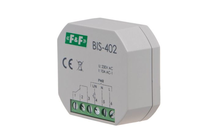 Przekaźnik bistabilny p/t BIS-402 1×NO/NC 230VAC/10A | BIS-402 F&F