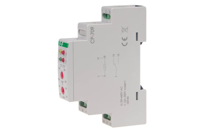 Przekaźnik napięciowy jednofazowy CP-709 1× NO/NC 50-450V AC 16A | CP-709 F&F
