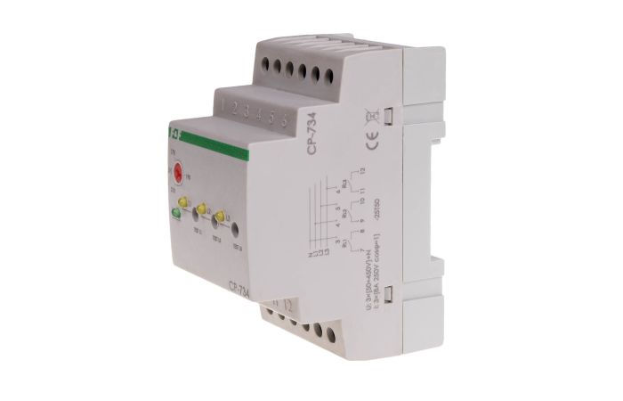 Przekaźnik napięciowy trójfazowy CP-734 3x1Z 3×(50-450V)+N 3x8A | CP-734 F&F