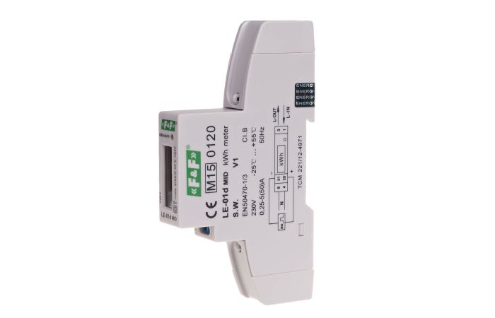 Licznik energii elektrycznej 1-fazowy 50A, MID | LE-01D F&F
