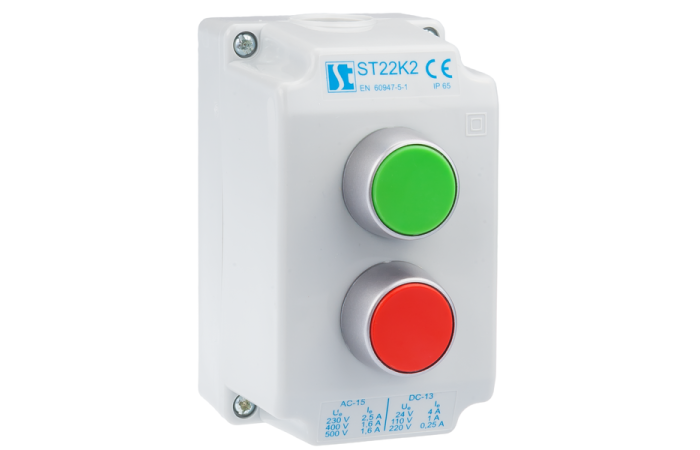 Kaseta sterownicza kompletna 2-otworowa z napędem KZ,KC, 1 dławnica M20 | ST22K2\01-1 Spamel