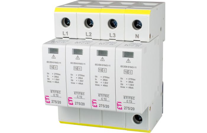 Ogranicznik przepięć, do instalacji mieszkaniowych, TN-S, ETITEC C T2 275/20 4+0, typ T2 (C) | 002440395 Eti