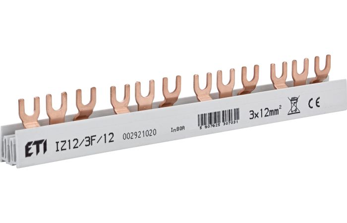 Szyna łączeniowa widełkowa 3P 80A 12mm2 12-moduł&oacute;w IZ12 3F 12 | 002921020 Eti