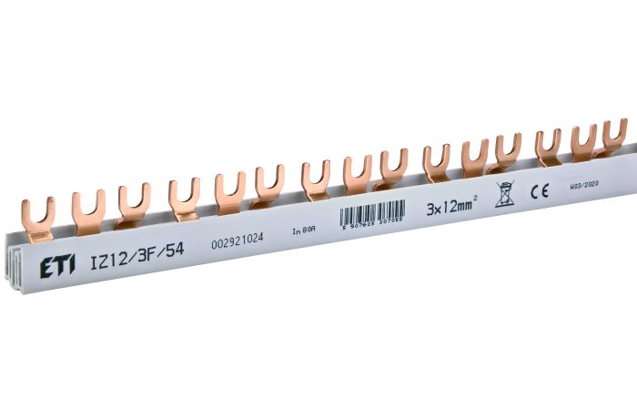 Szyna łączeniowa widełkowa 3P 80A 12mm2 54-moduły IZ12/3F/54 | 002921024 Eti