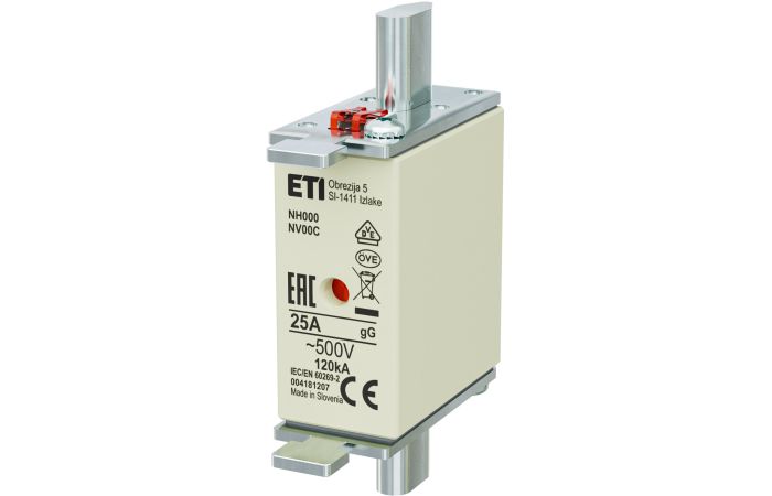 Wkładka bezpiecznikowa (topikowa) NH000 25A gG 500V zwłoczna | 004181207 Eti