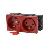 Gniazdo elektryczne z blokadą 2x230V, czerwone, z kluczami | WP45X4572 securityNET