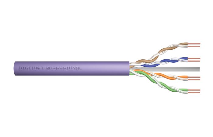 Kabel teleinformatyczny U/UTP kat.6 PVC drut fioletowy /karton 305m/ KRĄŻEK | DK-1611-V-305-1 Assmann