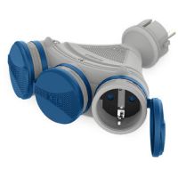 Rozgałęźnik trzykrotny z kl. hermet. 3x2p+Z IP44 EXTREM SCHUKO rozberialne szaro-niebieski R-X3/44S | W-01161 Plastrol