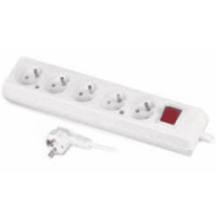 Przedłużacz z pięciokrotnym gniazdem z wyłącznikiem ECO 5X2p+z, 10A 1,5m biały PS-570WS/1,5 | W-97495 Plastrol