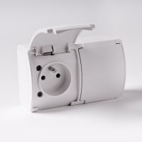 Gniazdo hermetyczne natynkowe podwójne z uziemieniem 2x2P+Z IP44, białe z klapką białą, VG-2 Koala | 162-01 Viplast
