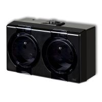 Gniazdo podwójne z/u 2x(2P+Z) (klapka dymna) | 12GHS-2nd Karlik Elektrotechnik