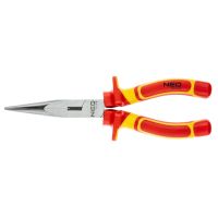 Szczypce wydłużone proste 200mm 1000V , stal CrV , rękojeść dwumateriałowa | 01-225 NEO TOOLS