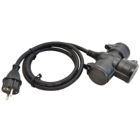 Przenośne gniazdo potrójne gumowane 250 VAC, 16 A, 3XSCHUKO, max. 3680 W, IP44, 1,5m(1szt) | KE3 Tracon