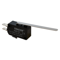 Wyłącznik krańcowy,mikro,z dźwignią sprężyn. 1×CO 10A/230VAC,0,3A/250VDC,52mm,4,8x0,5 mm,IP00(1szt) | KW3-25 Tracon