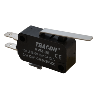 Wyłącznik krańcowy,mikro,z dźwignią sprężyn. 1×CO 10A/230VAC,0,3A/250VDC,28mm,4,8x0,5 mm,IP00(1szt) | KW3-35 Tracon